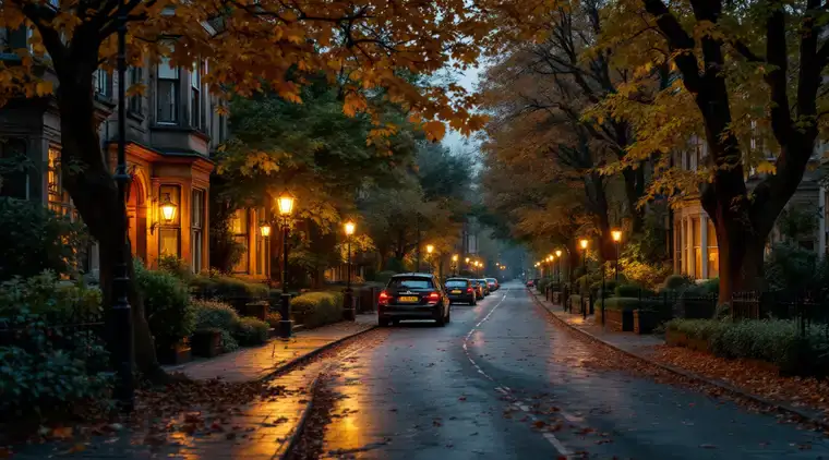 Protected trees in Leeds Mature trees lining a Leeds residential street in autumn
