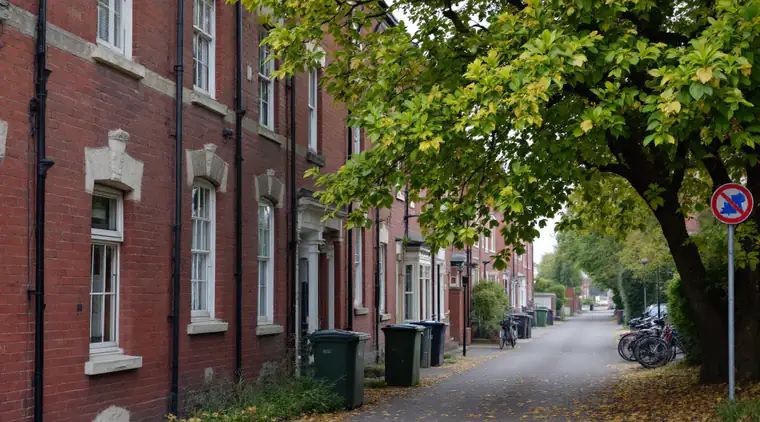 Tree surgeon in Headingley Mature tree on a red-brick terraced street, typical of Headingley, Leeds LS6